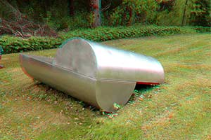 in 3D anaglyph - stainless steel sculpture - gravitation