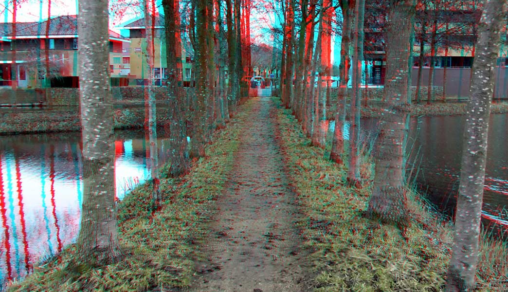 x-ing land art project in Hendrik ido Ambacht, Holland - anaglyph