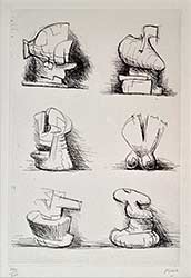 studies for sculpture - Henry Moore - 1898-1986 - etching.