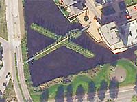 A satellite photograph of Land Art in Zwijndrecht and H.I. Ambacht, Holland.