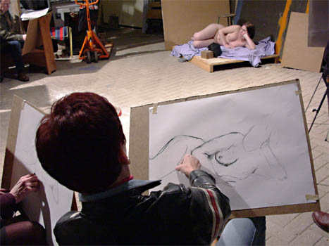 drawing from the model - artists studio